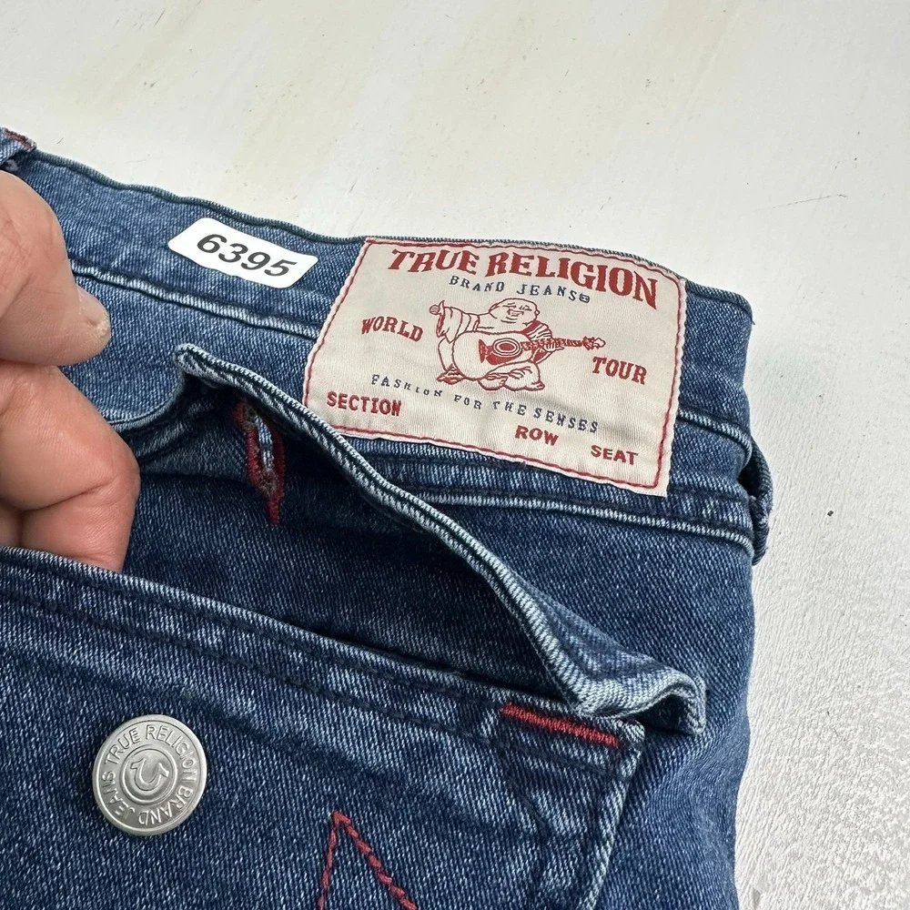 True Religion Geno Flap Relaxed Slim Jeans Mens‎ 36x32 Straight Blue Stretch